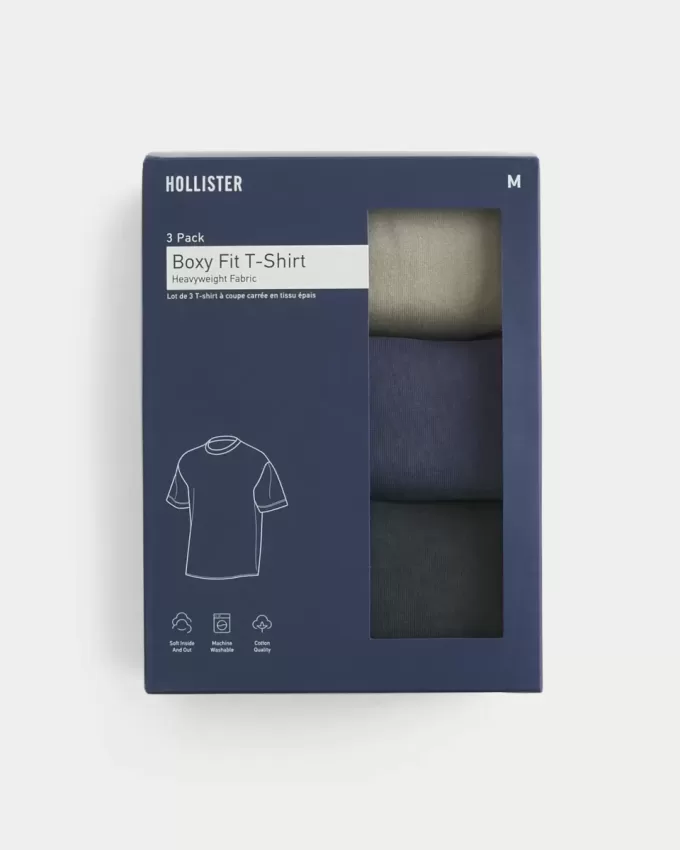 3er-Pack kastige, schwere T-Shirts mit verwaschenem Rundhalsausschnitt 3er-Pack kastige, schwere T-Shirts mit verwaschenem Rundhalsausschnitt