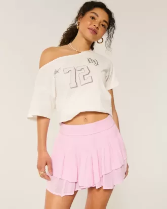 Abgestufter Mini-Skort mit asymmetrischem Saum