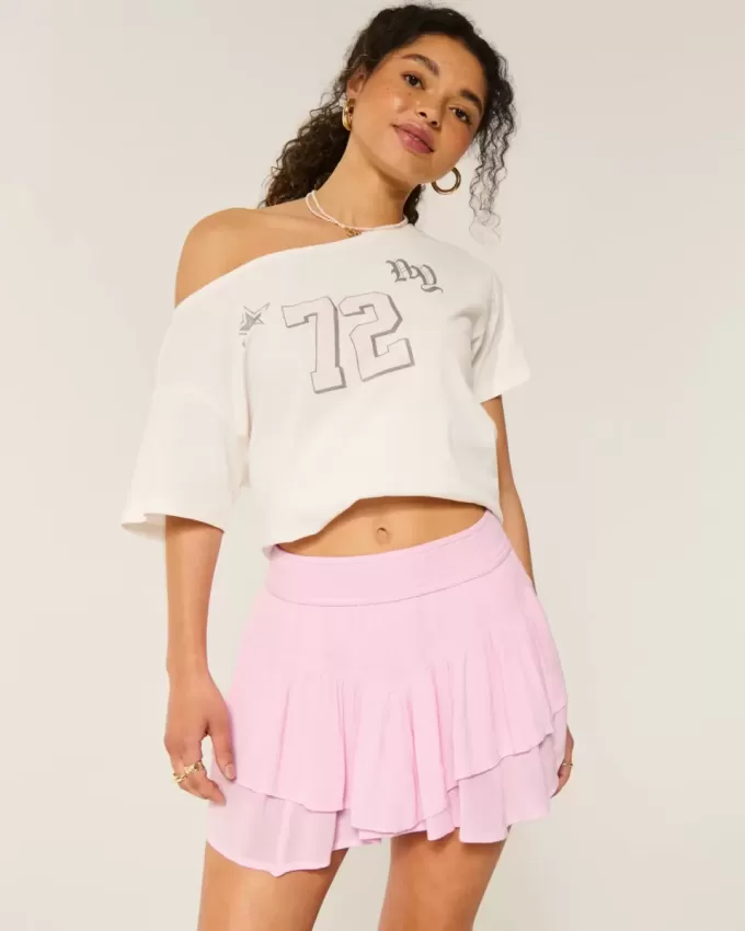 Abgestufter Mini-Skort mit asymmetrischem Saum Abgestufter Mini-Skort mit asymmetrischem Saum