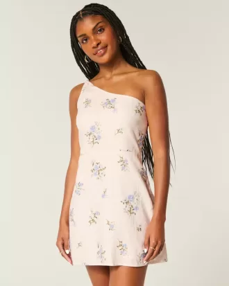 Asymmetrisches Minikleid aus Leinenmischung
