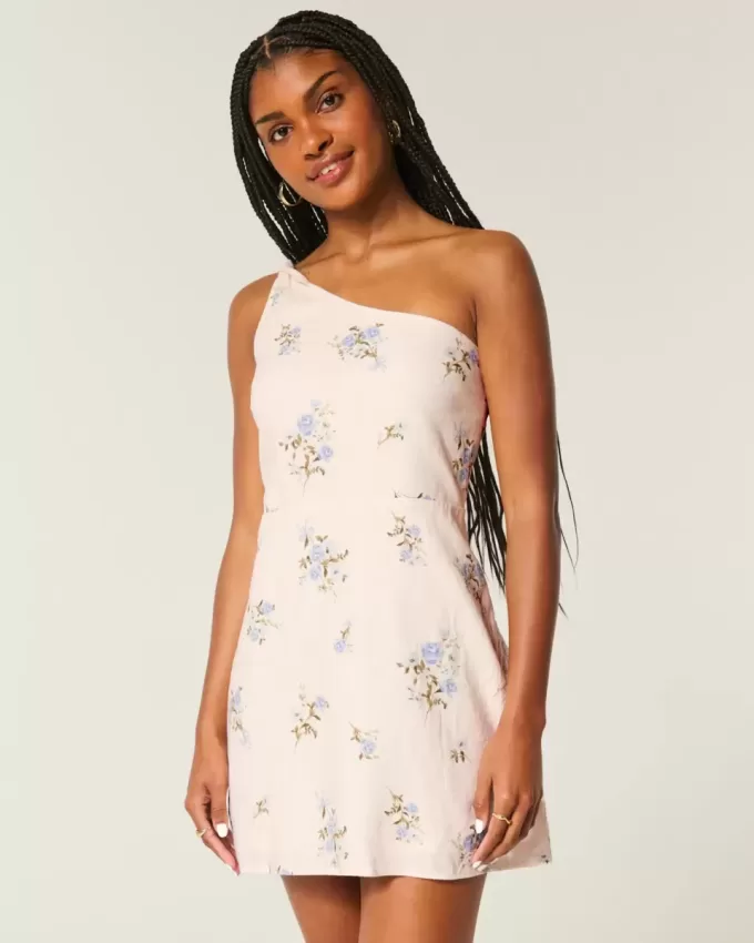 Asymmetrisches Minikleid aus Leinenmischung Asymmetrisches Minikleid aus Leinenmischung