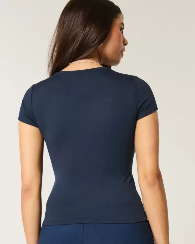 Weiches, nahtloses Longline-Baby-T-Shirt aus elastischem Stoff Weiches, nahtloses Longline-Baby-T-Shirt aus elastischem Stoff