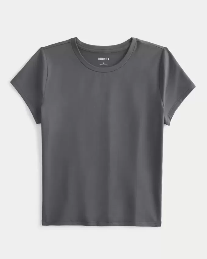 Baby-T-Shirt mit Rundhalsausschnitt aus weichem, nahtlosem Stretch-Stoff