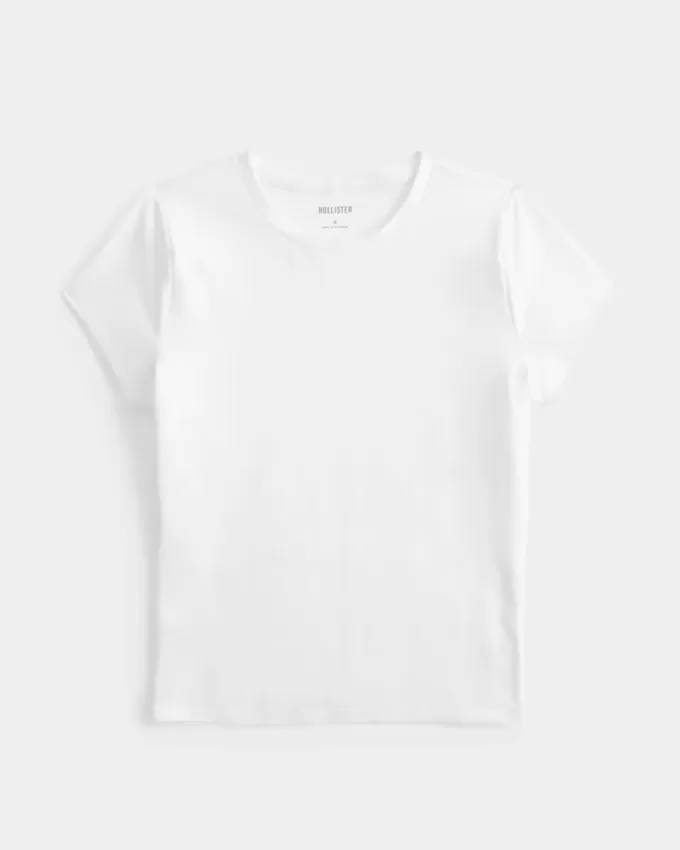 Baby-T-Shirt mit Rundhalsausschnitt aus weichem, nahtlosem Stretch-Stoff Baby-T-Shirt mit Rundhalsausschnitt aus weichem, nahtlosem Stretch-Stoff