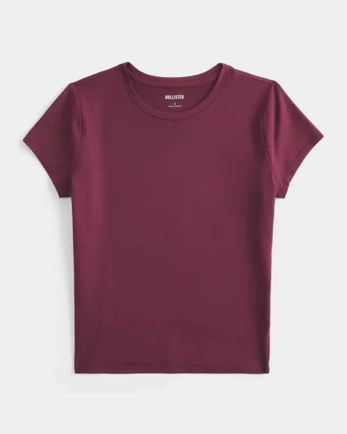 Baby-T-Shirt mit Rundhalsausschnitt aus weichem, nahtlosem Stretch-Stoff Baby-T-Shirt mit Rundhalsausschnitt aus weichem, nahtlosem Stretch-Stoff