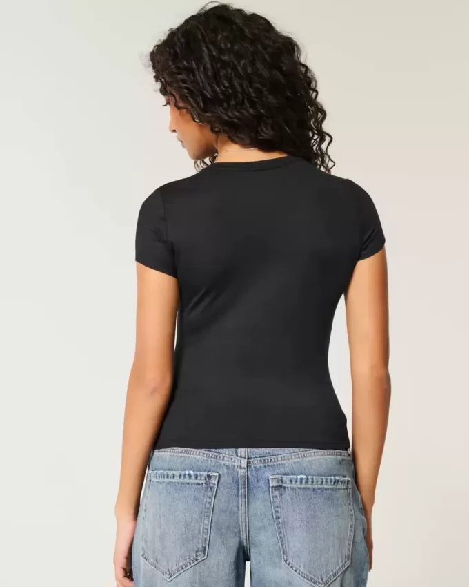 Baby-T-Shirt mit Rundhalsausschnitt aus weichem, nahtlosem Stretch-Stoff