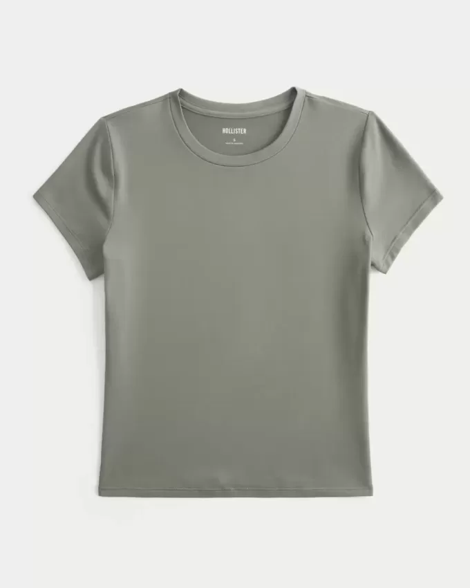 Baby-T-Shirt mit Rundhalsausschnitt aus weichem, nahtlosem Stretch-Stoff