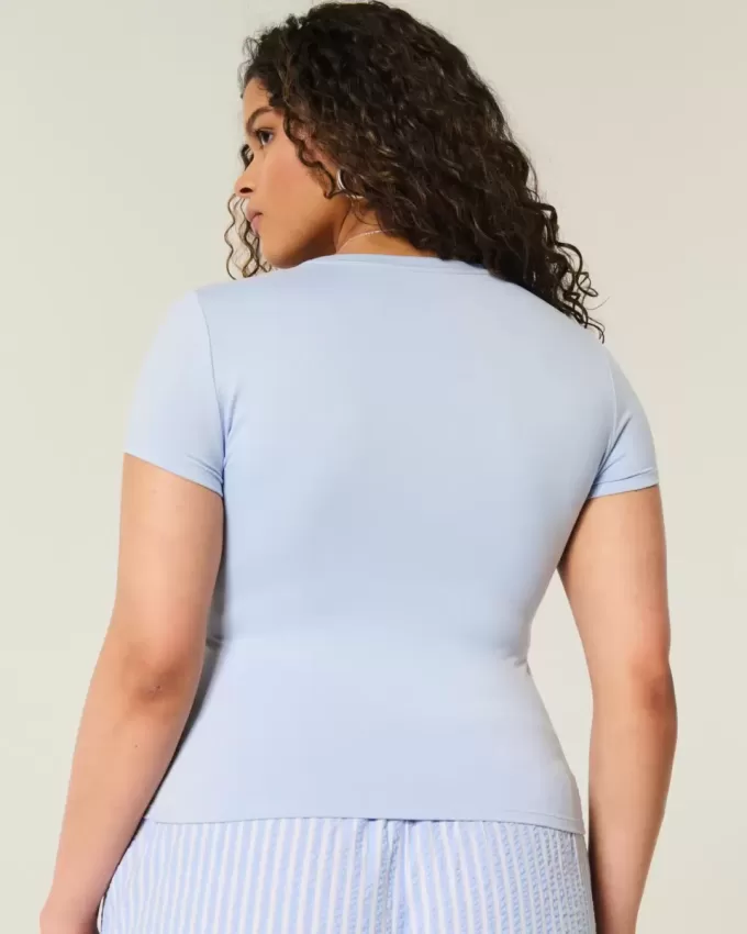 Baby-T-Shirt mit Rundhalsausschnitt aus weichem, nahtlosem Stretch-Stoff