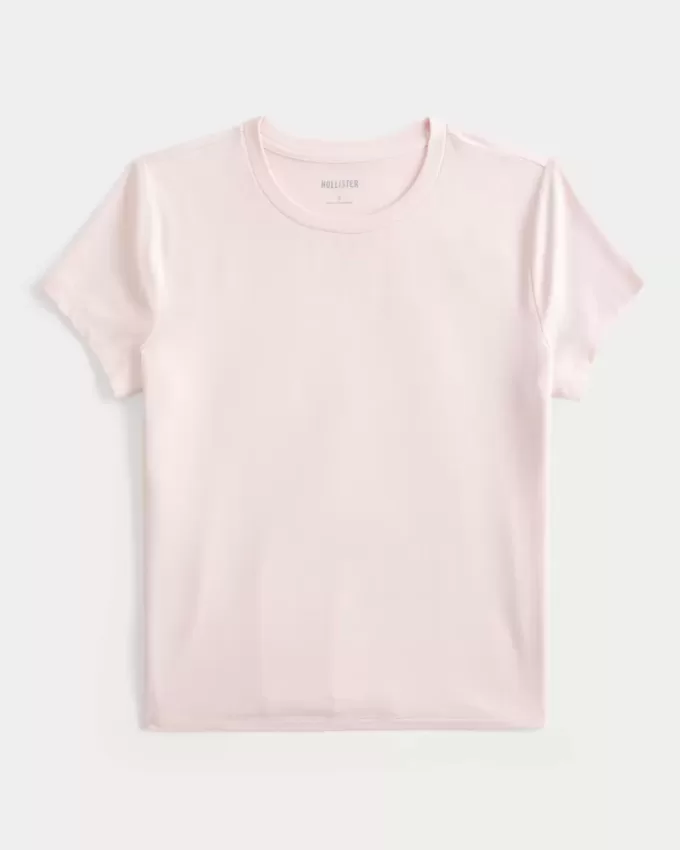 Baby-T-Shirt mit Rundhalsausschnitt aus weichem, nahtlosem Stretch-Stoff