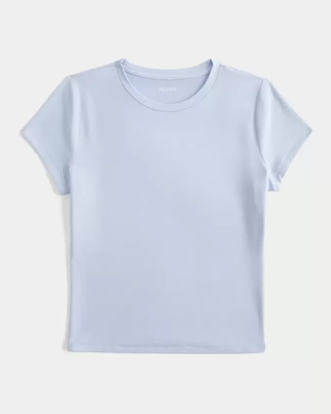 Baby-T-Shirt mit Rundhalsausschnitt aus weichem, nahtlosem Stretch-Stoff