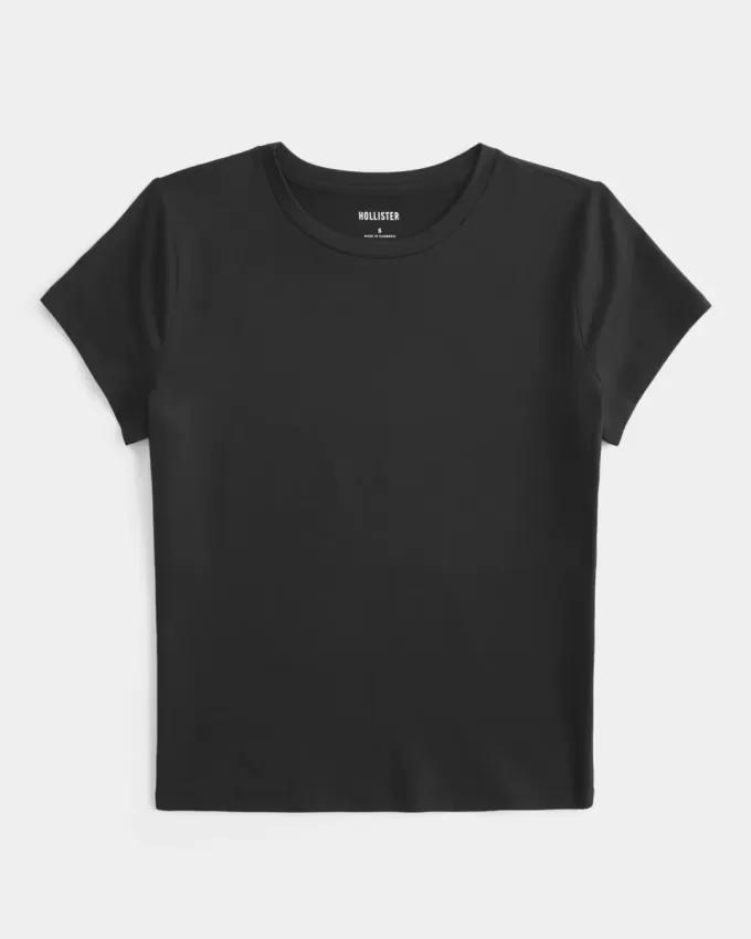 Baby-T-Shirt mit Rundhalsausschnitt aus weichem, nahtlosem Stretch-Stoff