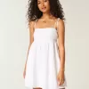 Babydoll-Minikleid mit Bindeträgern