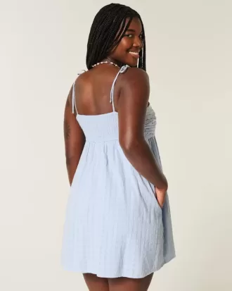 Babydoll-Minikleid mit Bindeträgern