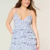 Babydoll-Minikleid mit V-Ausschnitt und Rüschen