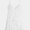 Babydoll-Minikleid mit V-Ausschnitt und Rüschen