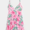 Babydoll-Minikleid mit V-Ausschnitt und Rüschen Babydoll-Minikleid mit V-Ausschnitt und Rüschen