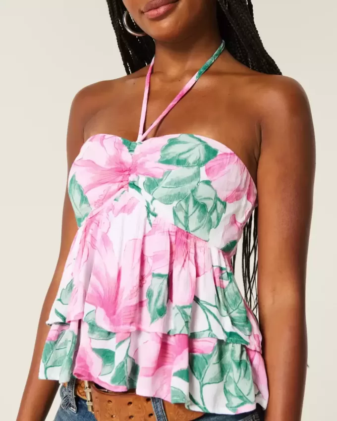 Babydoll-Oberteil mit gestuftem Neckholder Babydoll-Oberteil mit gestuftem Neckholder