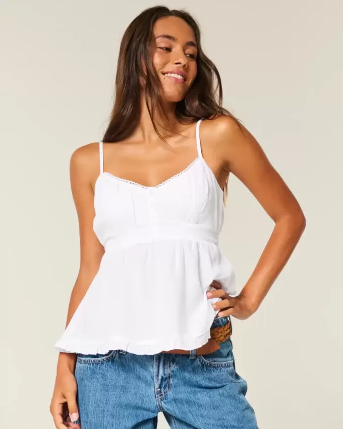 Babydoll-Oberteil mit Knöpfen Babydoll-Oberteil mit Knöpfen