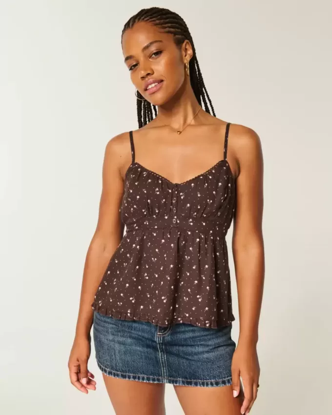 Babydoll-Oberteil mit Knöpfen Babydoll-Oberteil mit Knöpfen