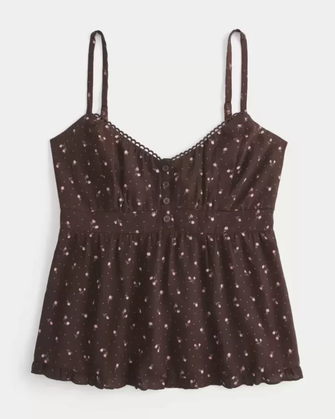 Babydoll-Oberteil mit Knöpfen Babydoll-Oberteil mit Knöpfen