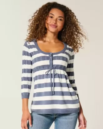 Babydoll-Pullover mit Zopfmuster