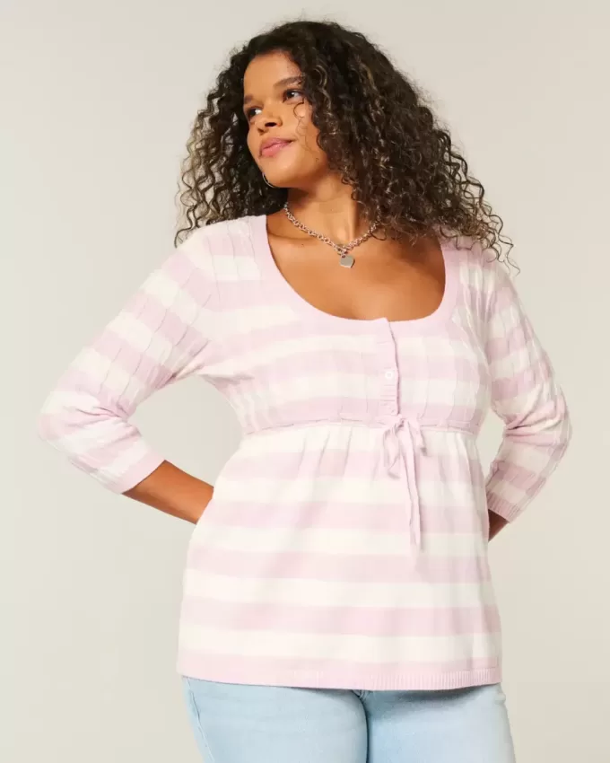 Babydoll-Pullover mit Zopfmuster Babydoll-Pullover mit Zopfmuster