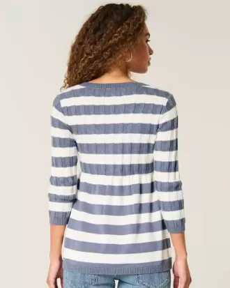 Babydoll-Pullover mit Zopfmuster