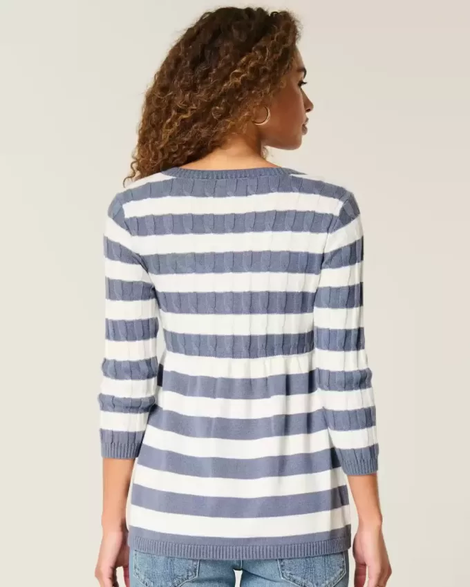 Babydoll-Pullover mit Zopfmuster Babydoll-Pullover mit Zopfmuster