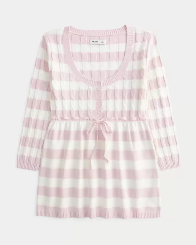 Babydoll-Pullover mit Zopfmuster Babydoll-Pullover mit Zopfmuster