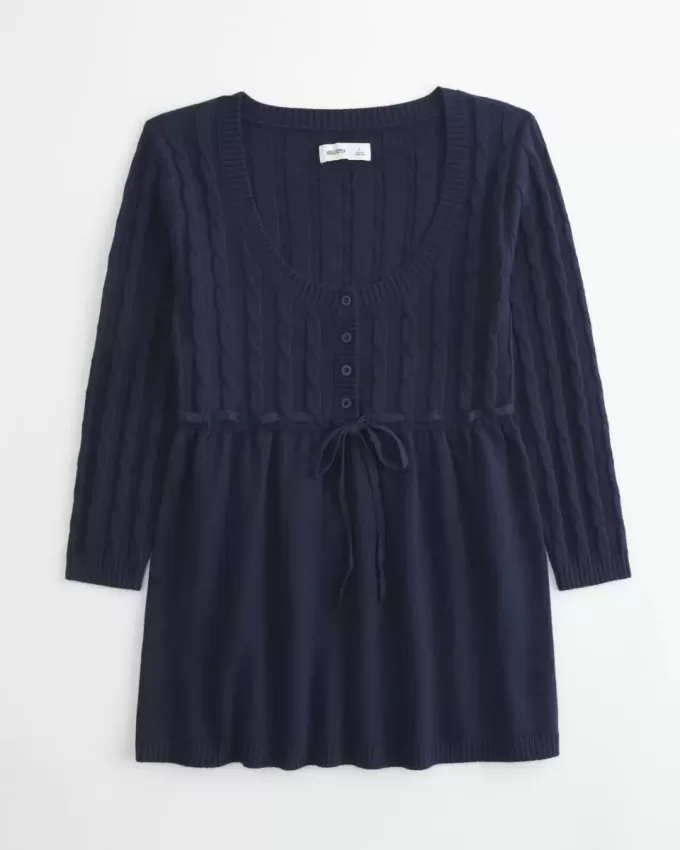 Babydoll-Pullover mit Zopfmuster Babydoll-Pullover mit Zopfmuster