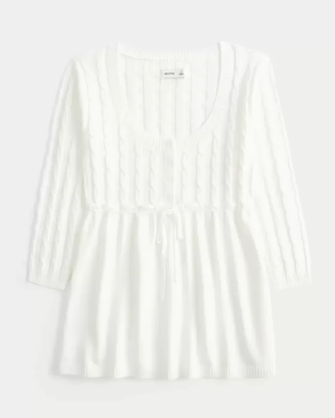 Babydoll-Pullover mit Zopfmuster Babydoll-Pullover mit Zopfmuster