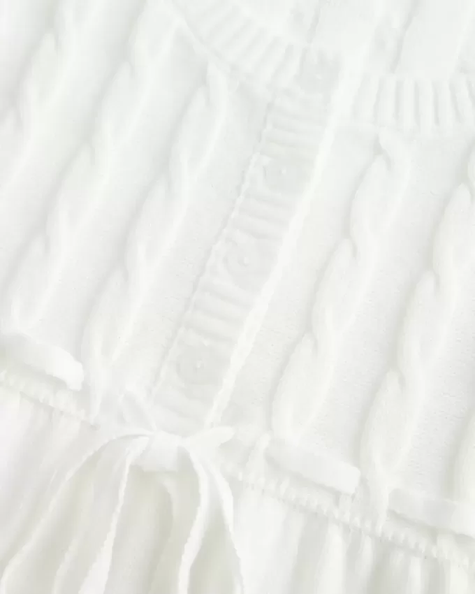 Babydoll-Pullover mit Zopfmuster Babydoll-Pullover mit Zopfmuster