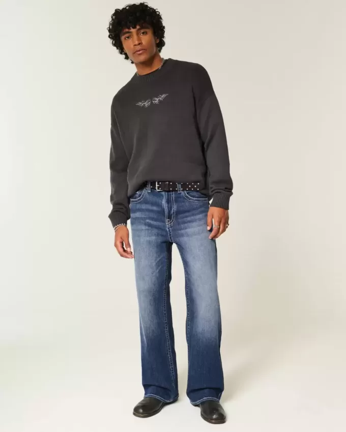 Baggy Bootcut-Jeans in dunkler Waschung Baggy Bootcut-Jeans in dunkler Waschung