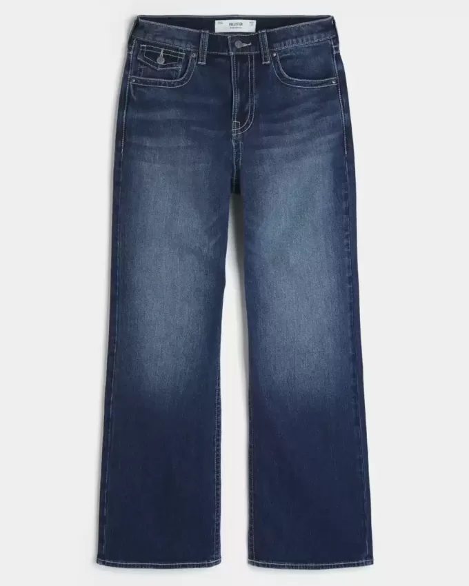 Baggy Bootcut-Jeans in dunkler Waschung Baggy Bootcut-Jeans in dunkler Waschung
