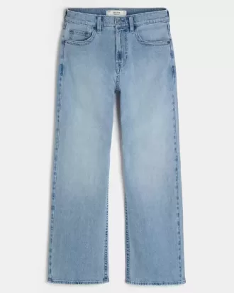 Baggy-Bootcut-Jeans in heller Waschung