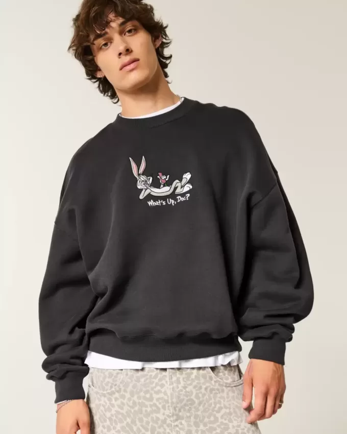 Baggy Cinch Sweatshirt mit Rundhalsausschnitt und Bugs Bunny-Grafik Baggy Cinch Sweatshirt mit Rundhalsausschnitt und Bugs Bunny-Grafik