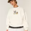 Baggy Cinch Tom und Jerry Grafik-Sweatshirt mit Rundhalsausschnitt Baggy Cinch Tom und Jerry Grafik-Sweatshirt mit Rundhalsausschnitt