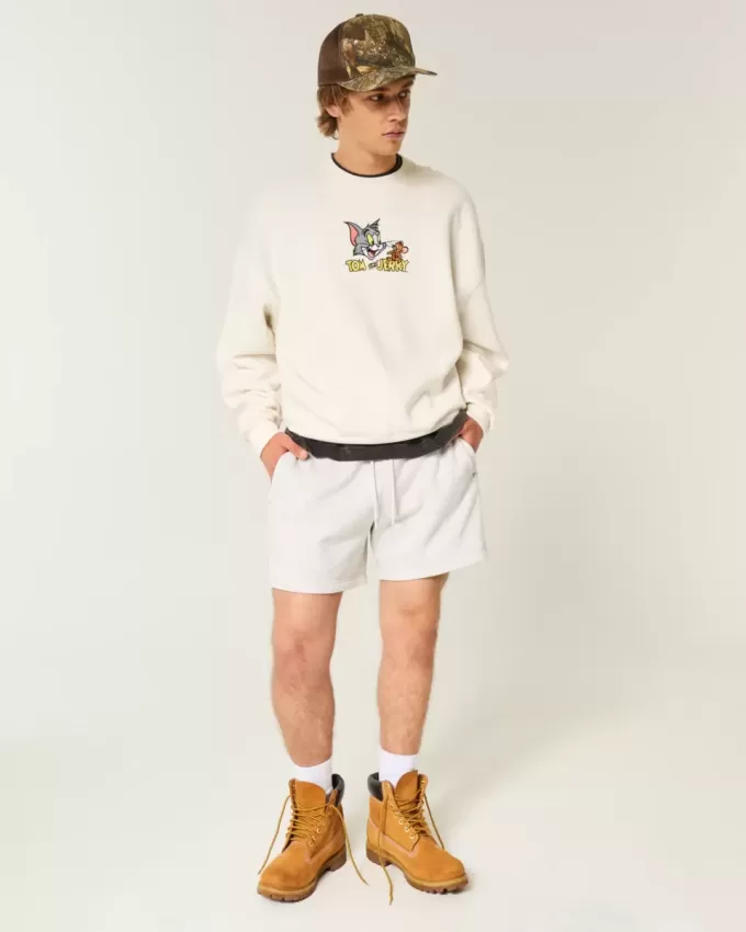Baggy Cinch Tom und Jerry Grafik-Sweatshirt mit Rundhalsausschnitt Baggy Cinch Tom und Jerry Grafik-Sweatshirt mit Rundhalsausschnitt