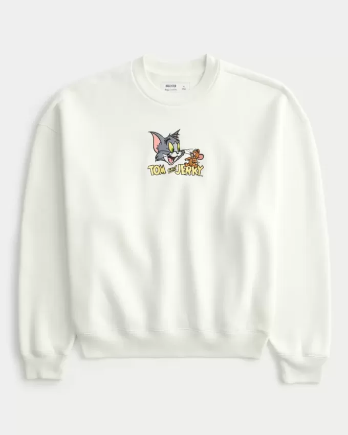 Baggy Cinch Tom und Jerry Grafik-Sweatshirt mit Rundhalsausschnitt Baggy Cinch Tom und Jerry Grafik-Sweatshirt mit Rundhalsausschnitt