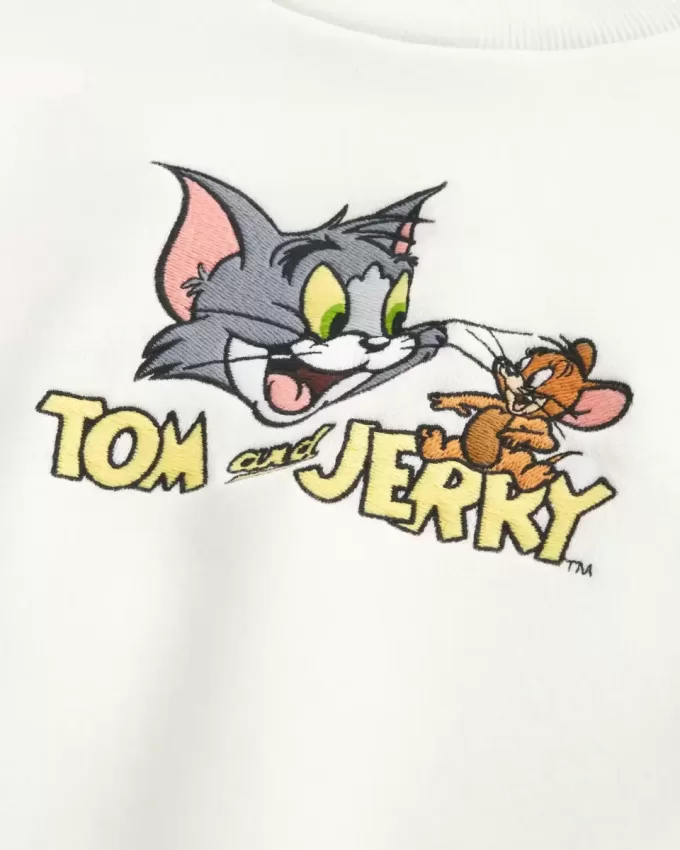 Baggy Cinch Tom und Jerry Grafik-Sweatshirt mit Rundhalsausschnitt Baggy Cinch Tom und Jerry Grafik-Sweatshirt mit Rundhalsausschnitt