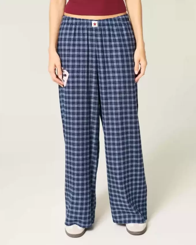 Baggy-Flanellhose mit Zahlengrafik Baggy-Flanellhose mit Zahlengrafik