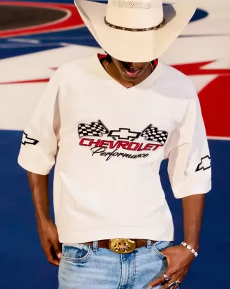Baggy Heavyweight Crop T-Shirt mit Chevrolet-Grafik