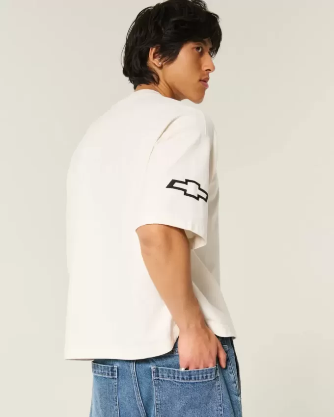 Baggy Heavyweight Crop T-Shirt mit Chevrolet-Grafik