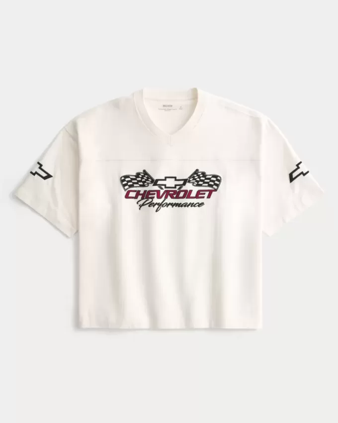 Baggy Heavyweight Crop T-Shirt mit Chevrolet-Grafik