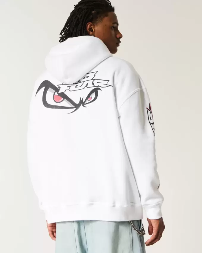 Baggy-Hoodie mit „No Fear“-Grafik Baggy-Hoodie mit „No Fear“-Grafik