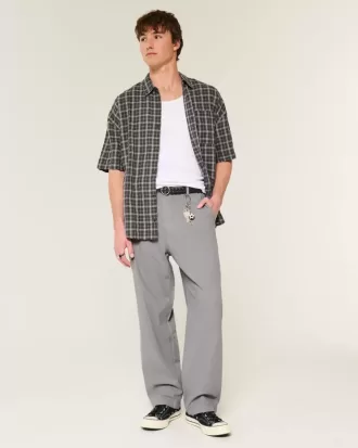 Baggy-Hose aus Leinenmischung mit flexibler Taille