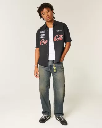 Baggy-Jeans in dunkler Waschung