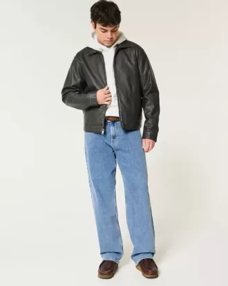 Baggy-Jeans in heller Waschung