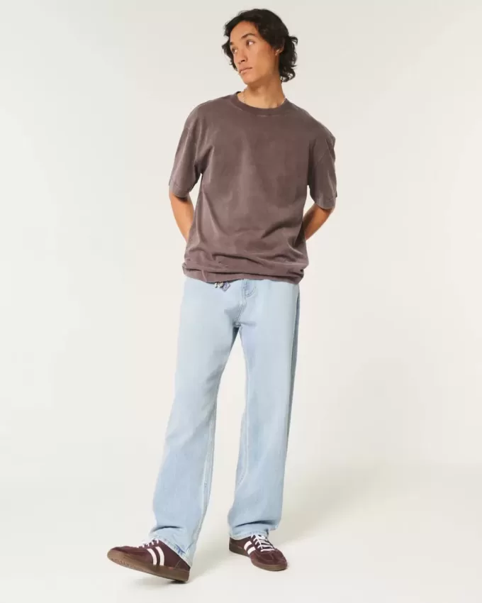 Baggy-Jeans in heller Waschung