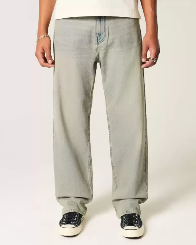 Baggy-Jeans in heller Waschung